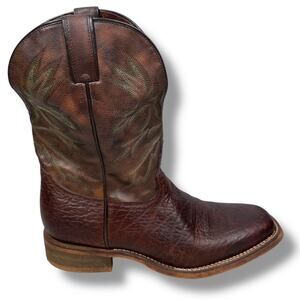 Nocona Henry Western Boots Mens 11.5 EE Brown Leather Square Toe Slip On HR5571